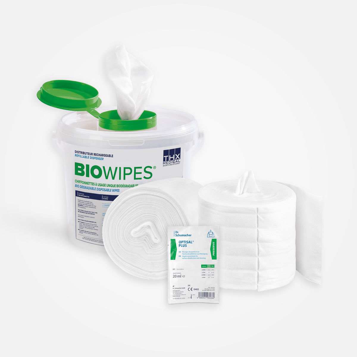 RECHARGES BIOWIPES – AVEC DÉSINFECTANT - Lingettes sèches en rouleau à imbiber BIOWIPES/EXAWIPES | THX MEDICAL